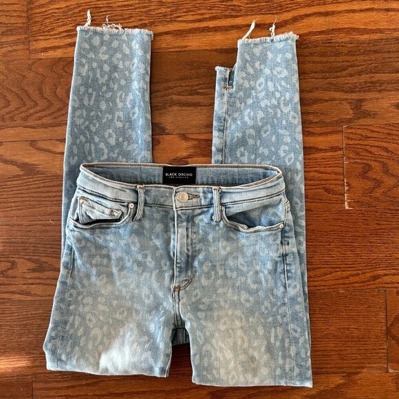 BLACK ORCHID Miranda Off Step High Rise Skinny Jeans Cheetah Print Size 25 Luxe - Picture 7 of 13